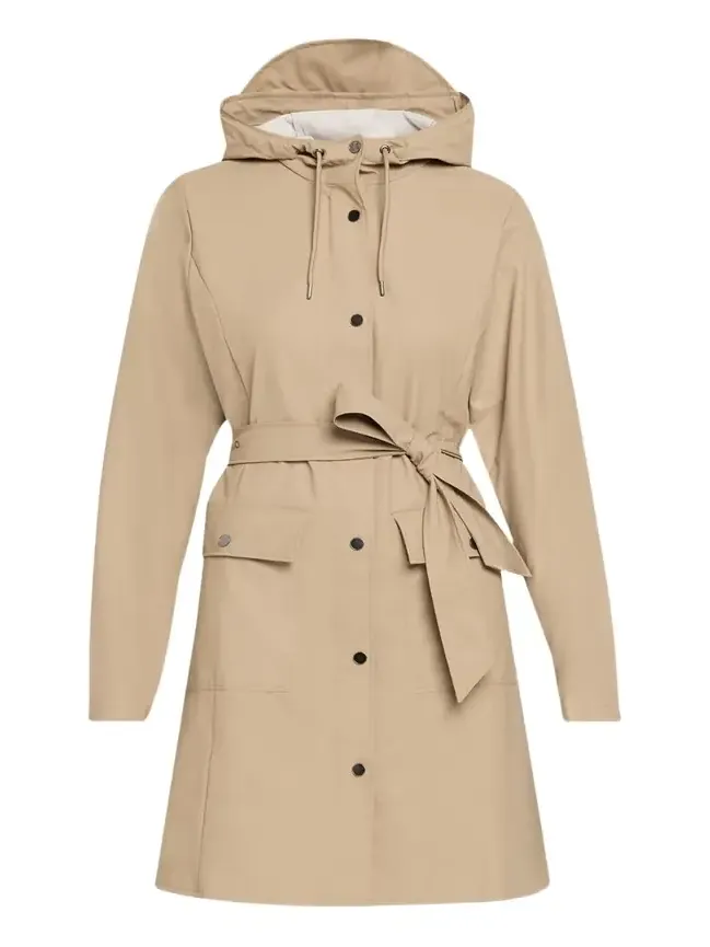 Curve Belted Trench Coat with Drawstring Hood