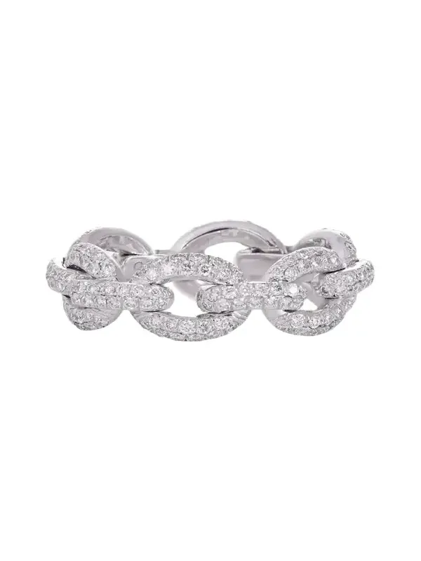 18K White Gold Oval Link Ring