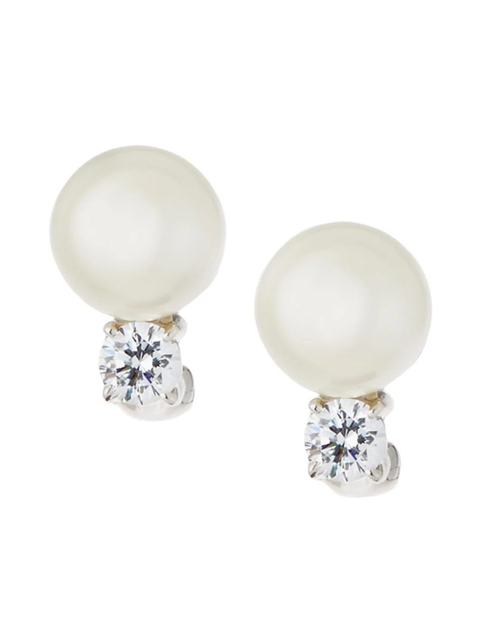 FANTASIA by DESERIO 10mm Pearly Bead & Crystal Stud Earrings