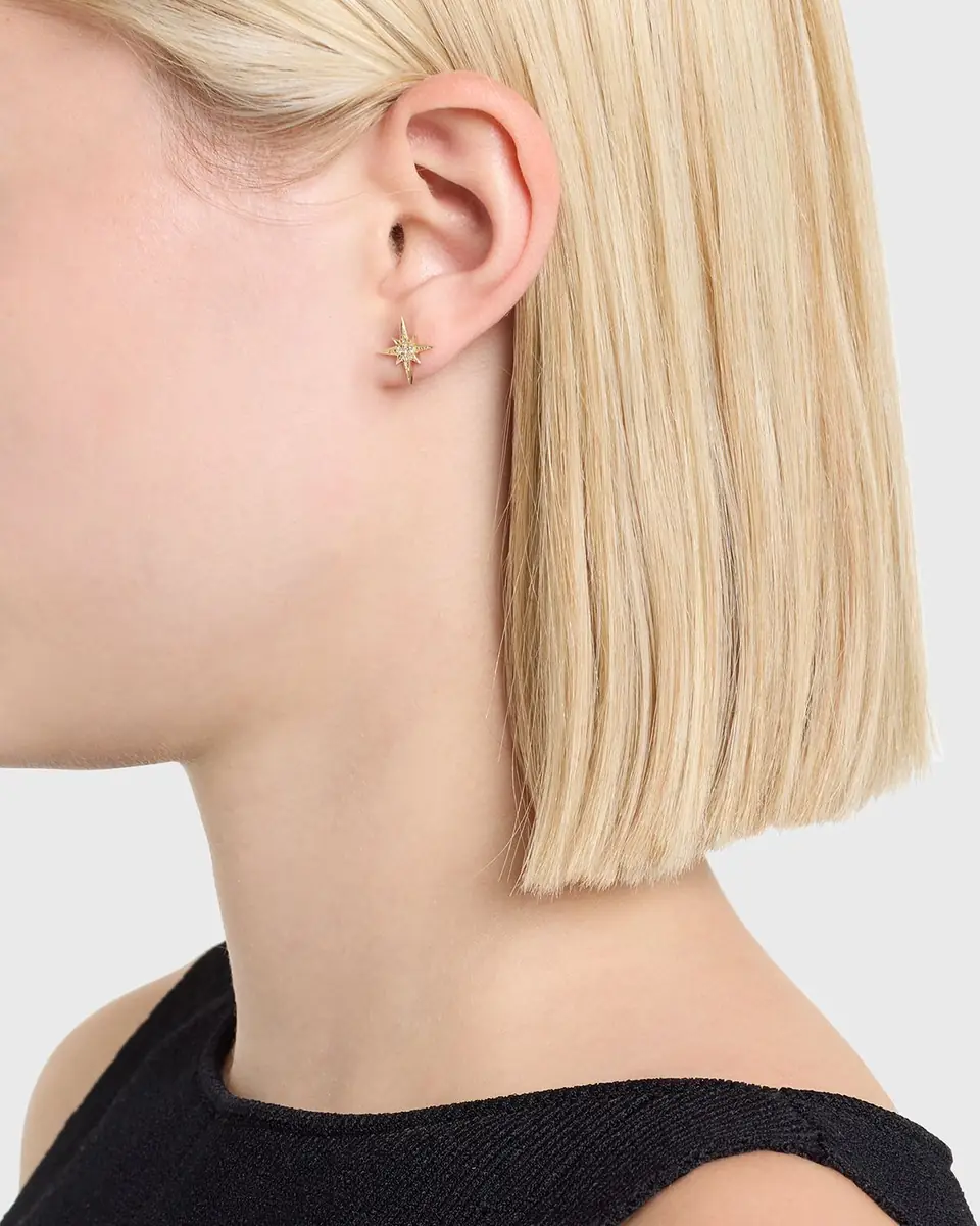 Sydney Evan Diamond Starburst Stud Earring, Single | Thumbnail 5
