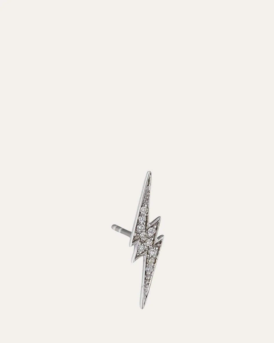 Sydney Evan 14k White Gold Diamond Lightning Bolt Stud Earring, Single | Thumbnail 5 Sydney Evan 14k White Gold Diamond Lightning Bolt Stud Earring, Single | Thumbnail 5