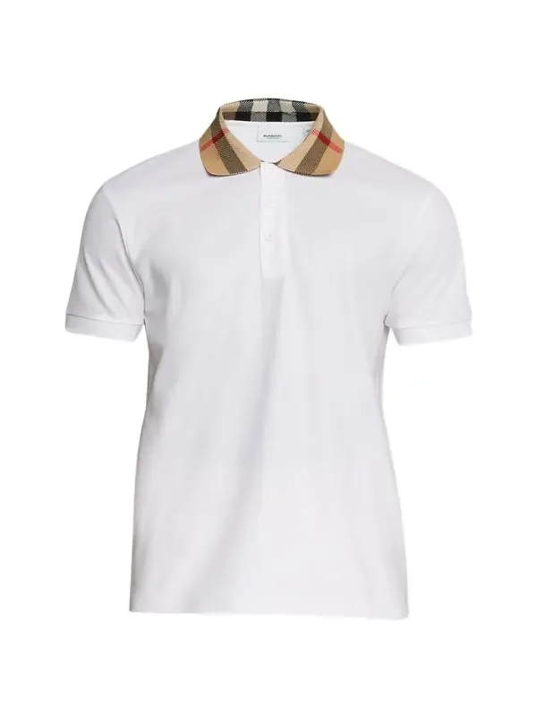Men's Pique Polo Shirt with Check Collar