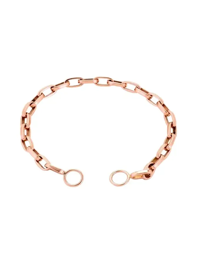 Handmade Biker Chain Bracelet in 14K Rose Gold, 6"L