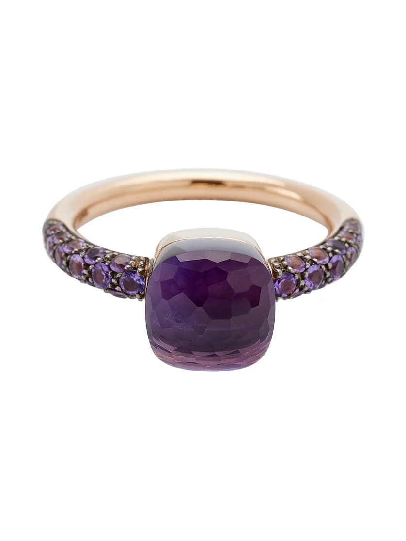Pomellato Rose Gold Nudo Petite Ring with Amethyst and Jade