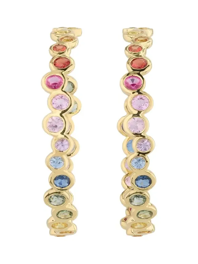 18K Starlet Hoop Earrings in Sapphire Rainbow