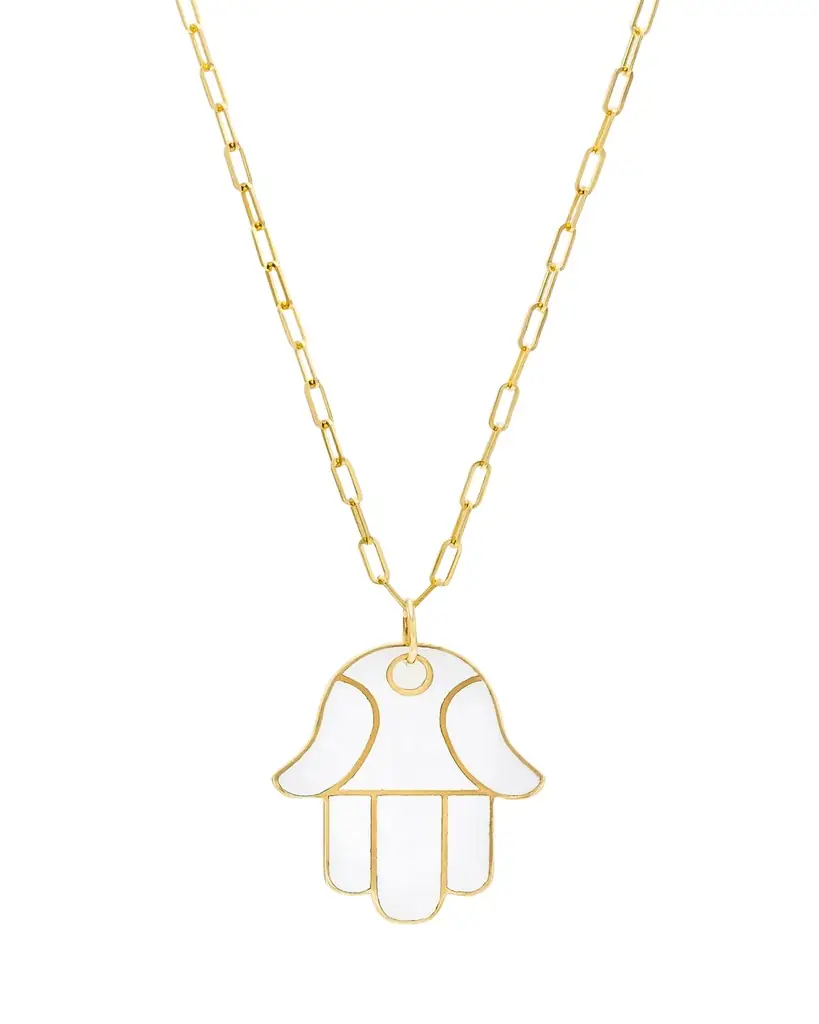 Audrey C. Jewels Hamsa Enamel Pendant Necklace