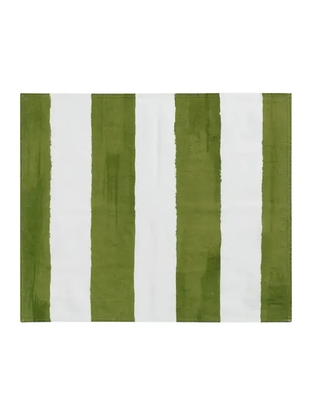 SUMMERILL & BISHOP Avocado Green Stripe Napkins, 20" Square