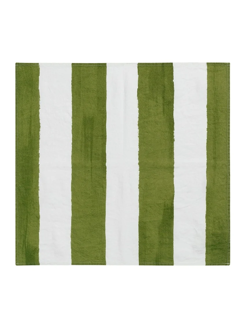 SUMMERILL & BISHOP Avocado Green Stripe Napkins, 20" Square