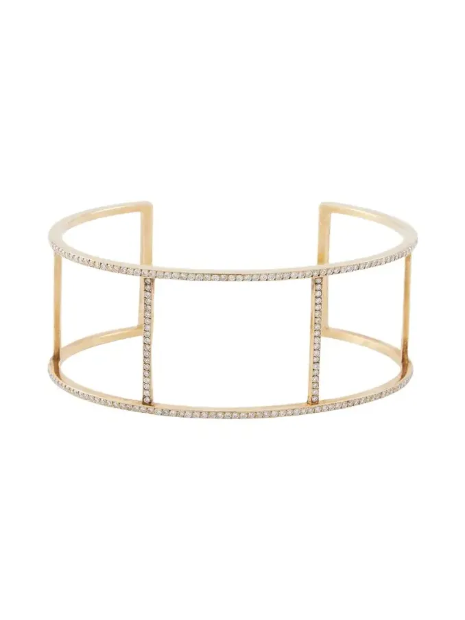 18K Yellow Gold Wire Cuff with Diamonds 18K Yellow Gold Wire Cuff with Diamonds