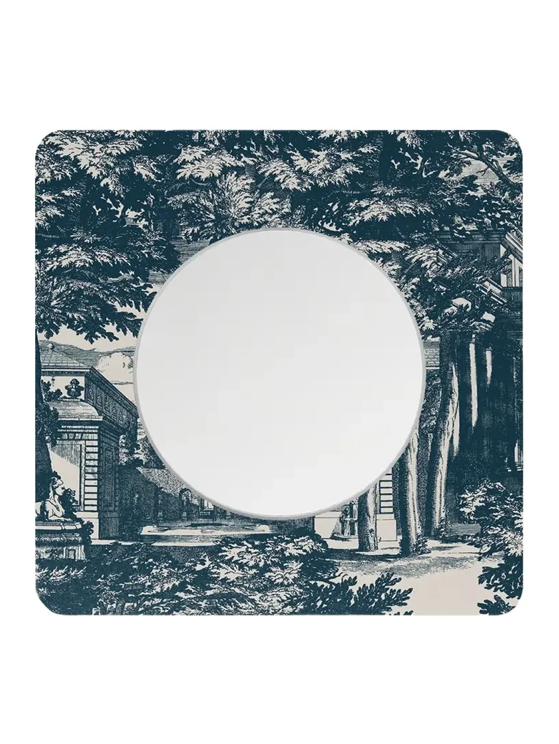 FORNASETTI Square Frame With Flat Mirror - Giardino Settecentesco Blue Ivory