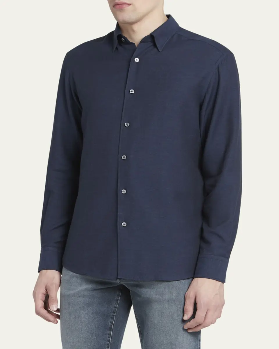 ZEGNA Men's Cashmere-Cotton Cashco Sport Shirt | Thumbnail 7 ZEGNA Men's Cashmere-Cotton Cashco Sport Shirt | Thumbnail 7