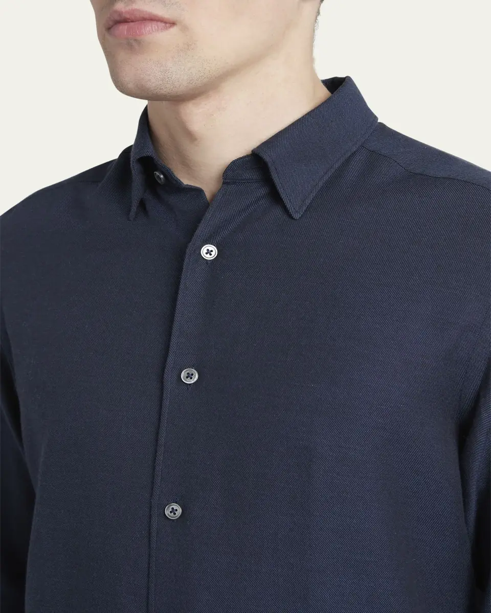 ZEGNA Men's Cashmere-Cotton Cashco Sport Shirt | Thumbnail 8 ZEGNA Men's Cashmere-Cotton Cashco Sport Shirt | Thumbnail 8