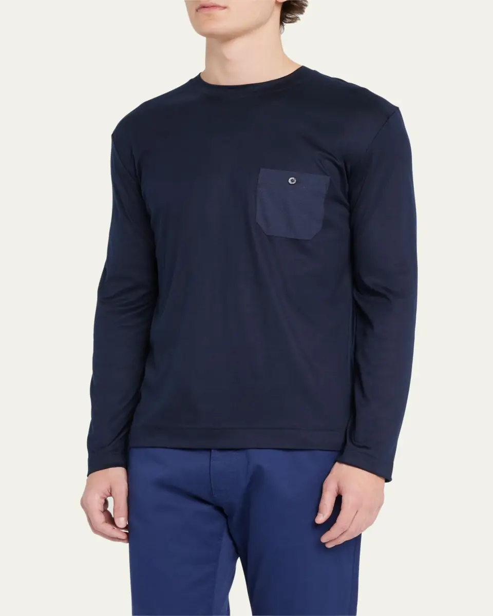 Zimmerli Men's T-Shirt with Chest Pocket | Thumbnail 4 Zimmerli Men's T-Shirt with Chest Pocket | Thumbnail 4