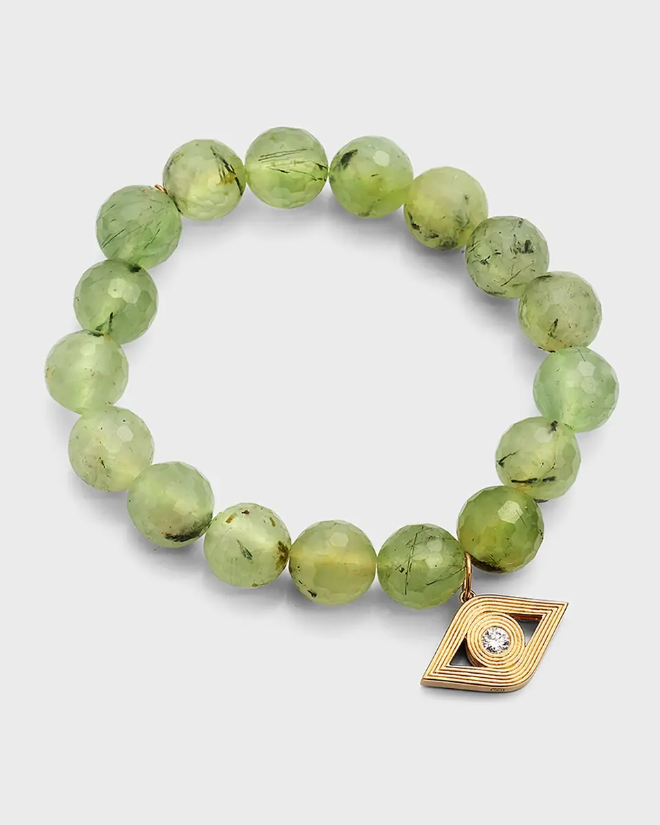 Sydney Evan 14k Gold Prehnite Beaded Bracelet with Diamond Evil Eye Charm | Thumbnail 3 Sydney Evan 14k Gold Prehnite Beaded Bracelet with Diamond Evil Eye Charm | Thumbnail 3