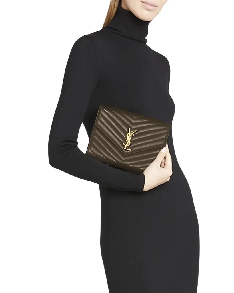 Saint Laurent Cassandre YSL Monogram Flap Clutch Bag in Smooth Leather | Image 1 Saint Laurent Cassandre YSL Monogram Flap Clutch Bag in Smooth Leather | Image 1