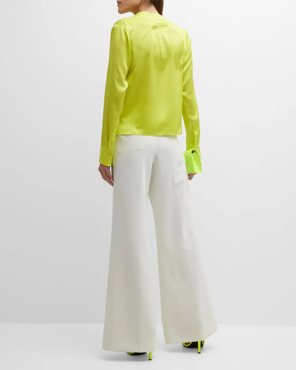 Milly Nash High-Rise Wide-Leg Cady Pants | Thumbnail 3 Milly Nash High-Rise Wide-Leg Cady Pants | Thumbnail 3