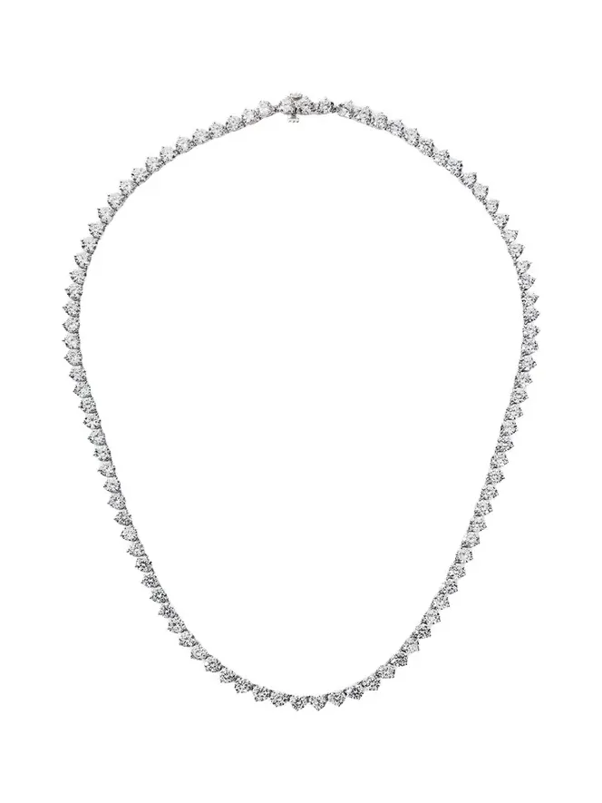 0.25 Carats Per Station Three-Prong CZ Tennis Necklace