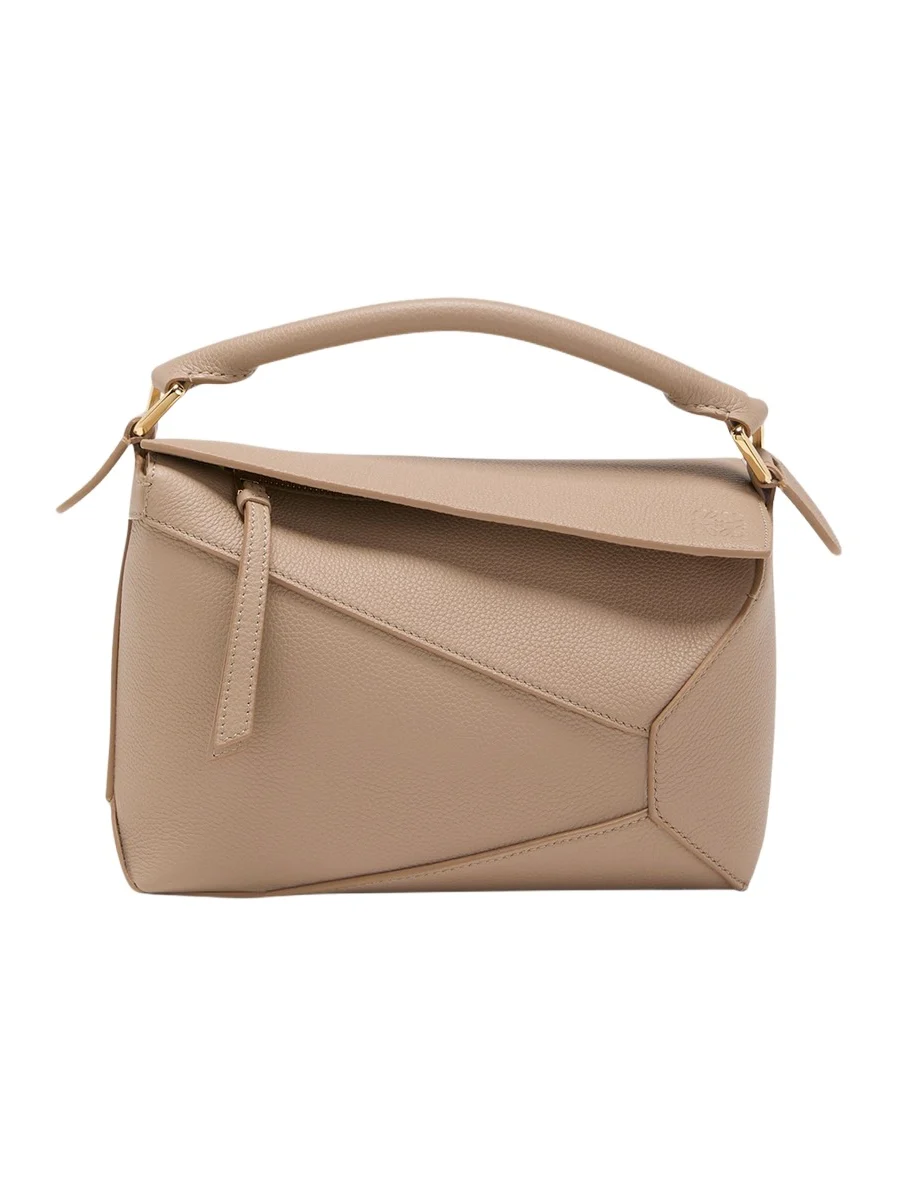 Puzzle Edge Small Top-Handle Bag in Grained Leather