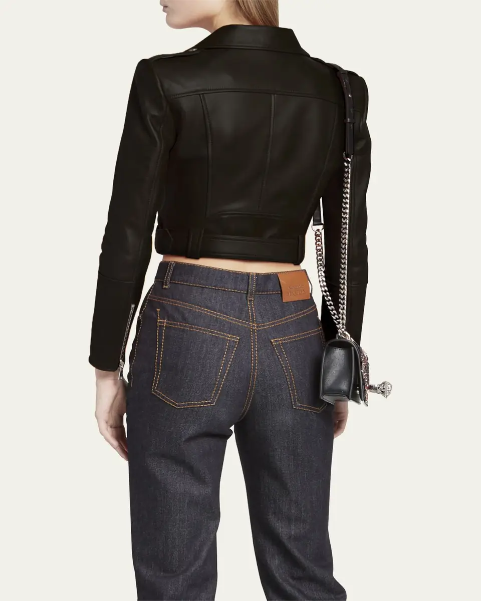 Alexander McQueen Cropped Leather Biker Jacket | Thumbnail 7 Alexander McQueen Cropped Leather Biker Jacket | Thumbnail 7