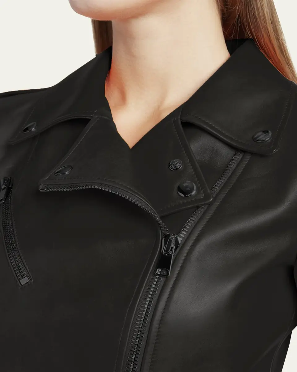 Alexander McQueen Cropped Leather Biker Jacket | Thumbnail 9 Alexander McQueen Cropped Leather Biker Jacket | Thumbnail 9
