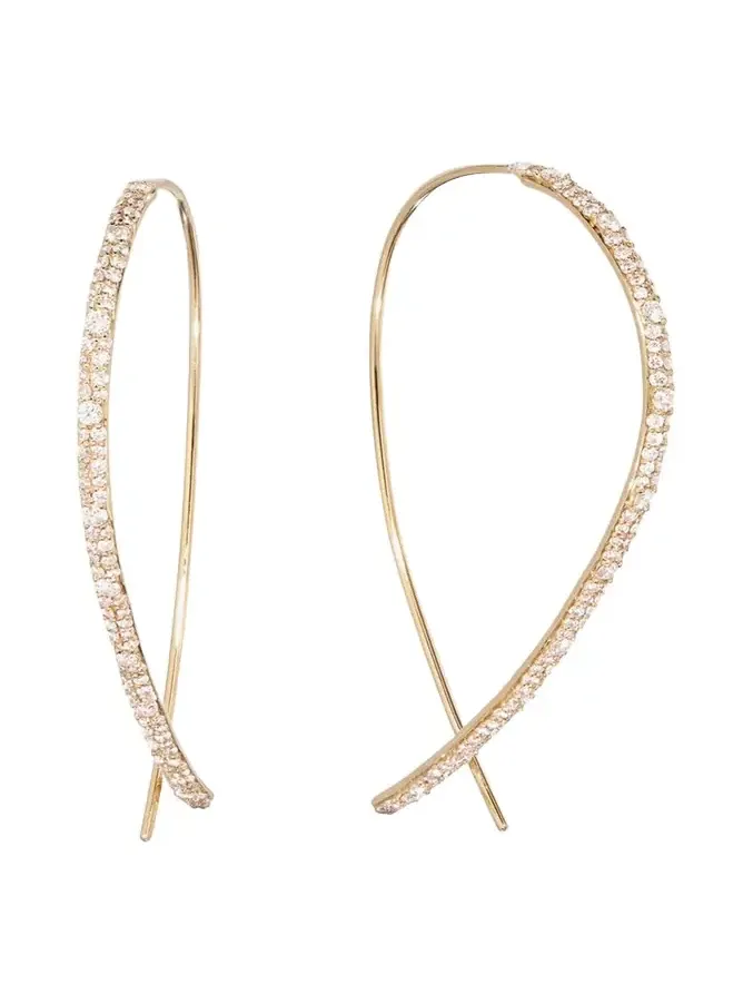 14K Yellow Gold Mega Flawless Upside Down Diamond Hoop Earrings, 50mm 14K Yellow Gold Mega Flawless Upside Down Diamond Hoop Earrings, 50mm