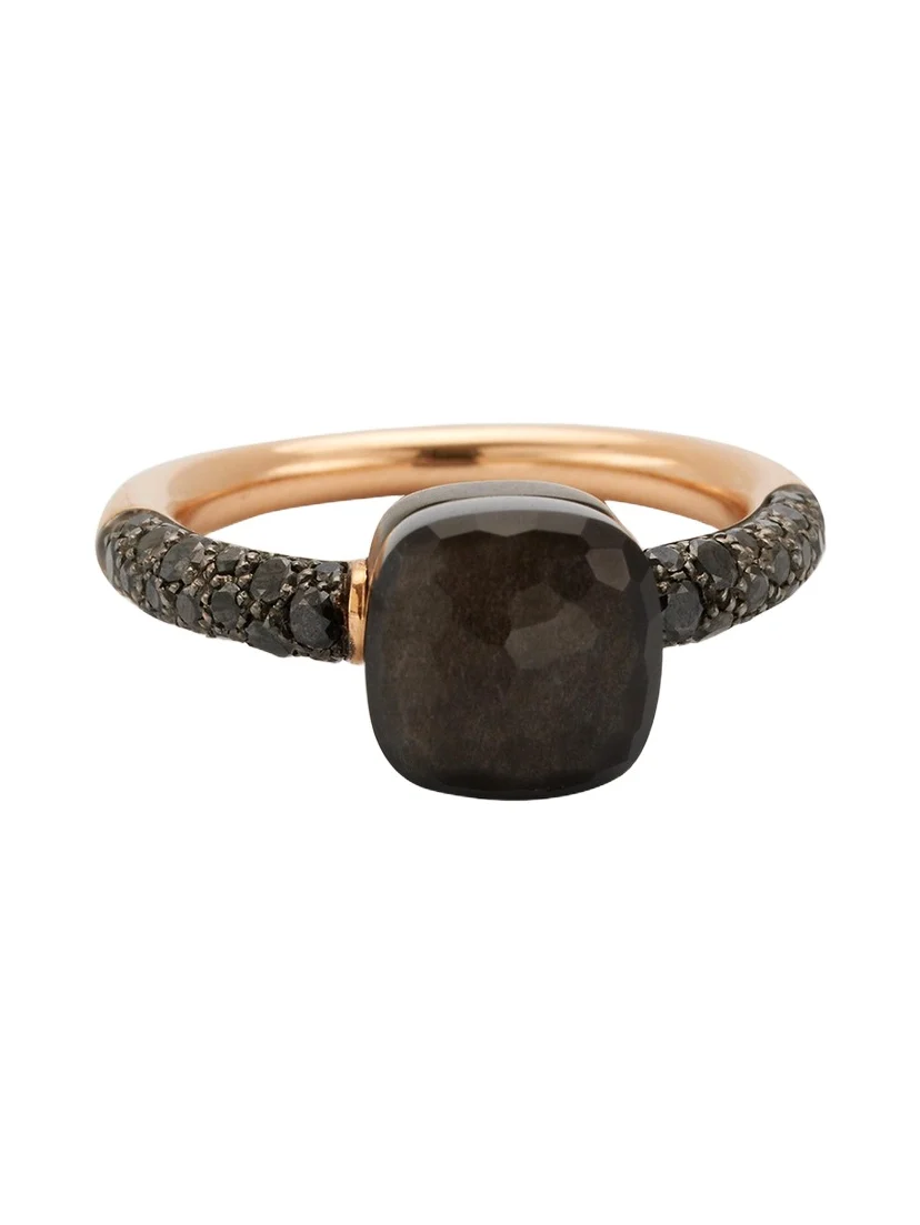 Pomellato NUDO Petite 18k Gold/Titanium Ring with Obsidian & Black Diamond