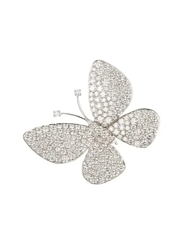 18K White Gold Big Butterfly Earring with Diamonds, Single