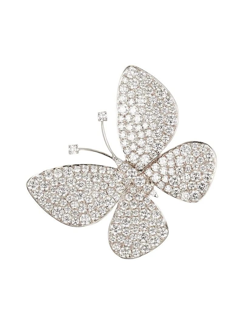 18K White Gold Big Butterfly Earring with Diamonds, Single 18K White Gold Big Butterfly Earring with Diamonds, Single