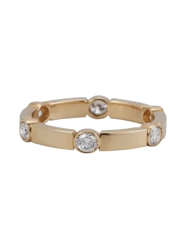 18K Yellow Gold Stepping Stones Stream Ring with Diamonds 18K Yellow Gold Stepping Stones Stream Ring with Diamonds