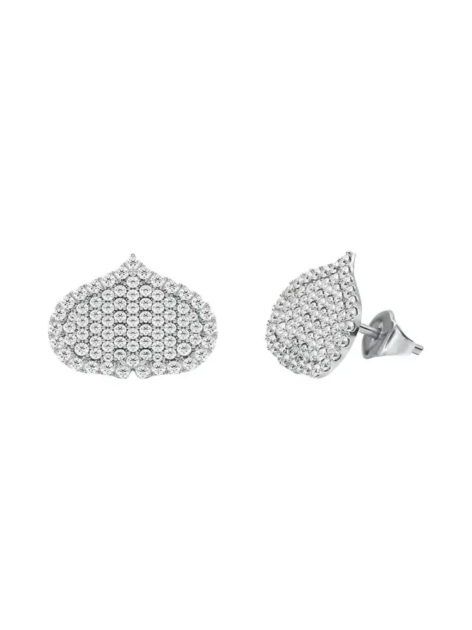 Eye Adore Stud Earrings in Gold and White Diamonds, 15mm