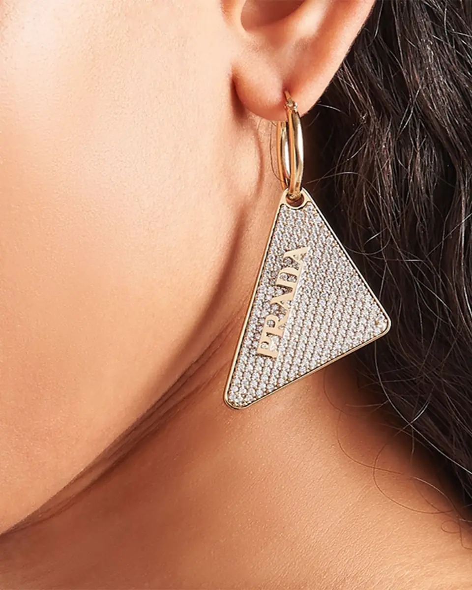 Prada Crystal Logo Symbole Left Earring | Thumbnail 2