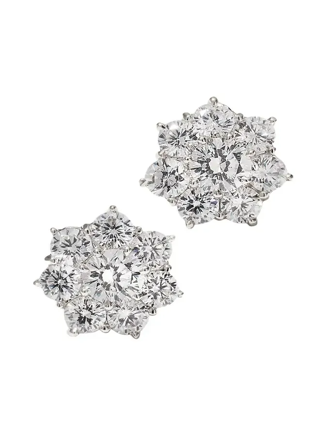 Flower CZ Crystal Stud Earrings Flower CZ Crystal Stud Earrings