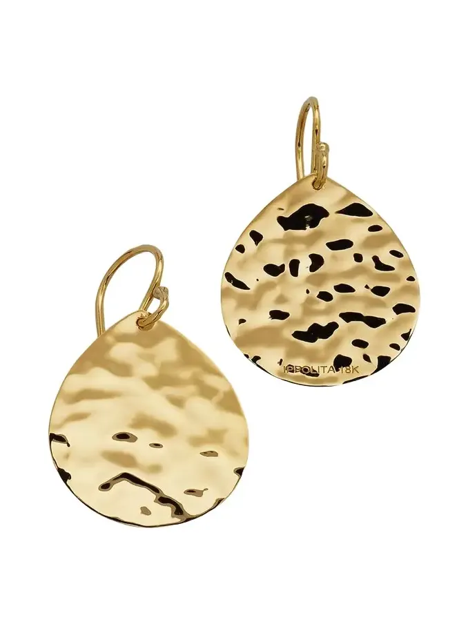 Large Crinkle Teardrop Earrings in 18K Gold