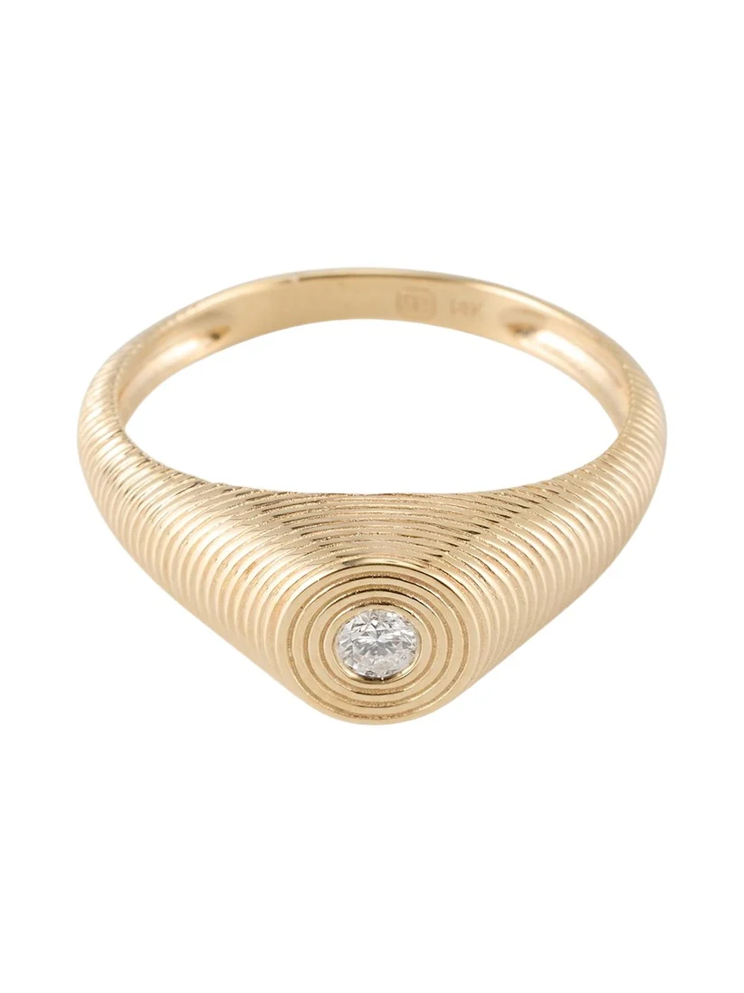 14k Fluted Diamond Signet Ring 14k Fluted Diamond Signet Ring