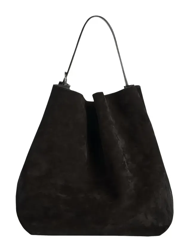 Belted Tote Bag in Suede