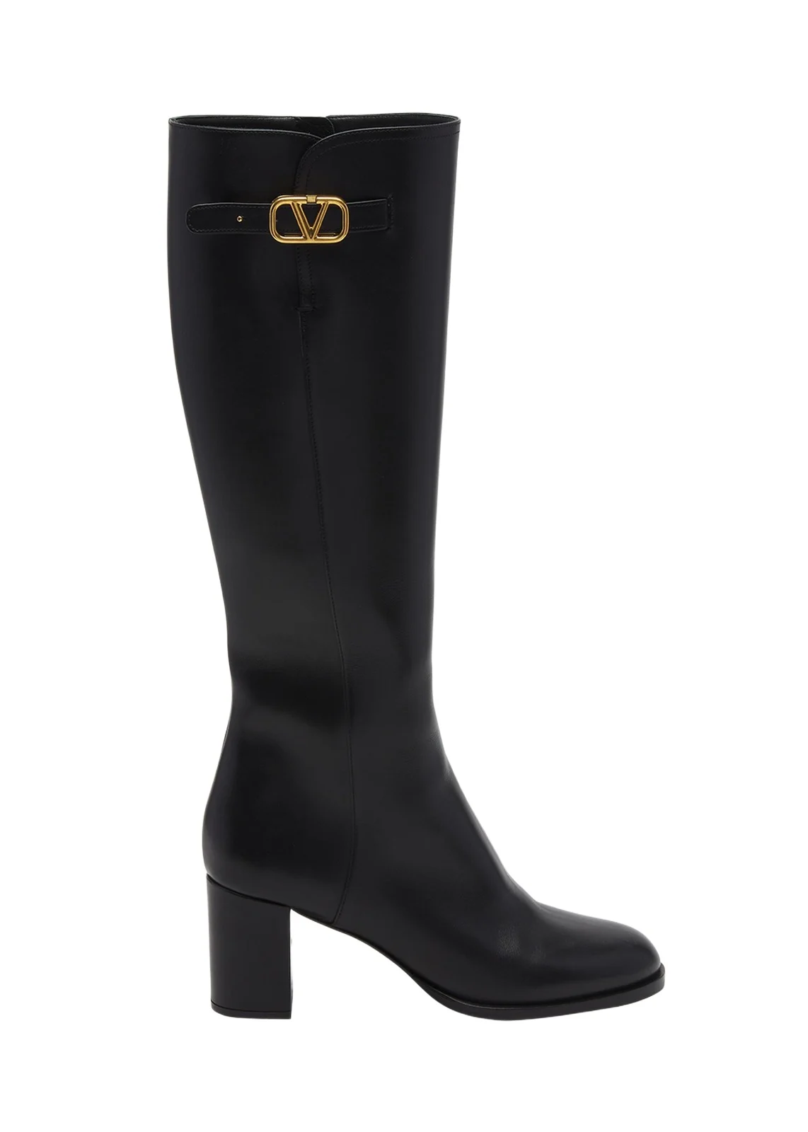 Leather Knee High Boots with V Logo Leather Knee High Boots with V Logo
