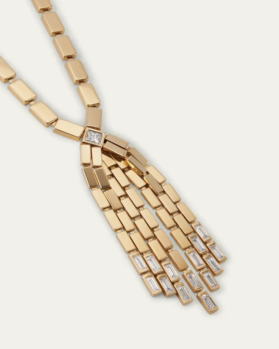 ILEANA MAKRI 18K Yellow Gold Diamond Baguette Cascade Necklace | Thumbnail 3 ILEANA MAKRI 18K Yellow Gold Diamond Baguette Cascade Necklace | Thumbnail 3