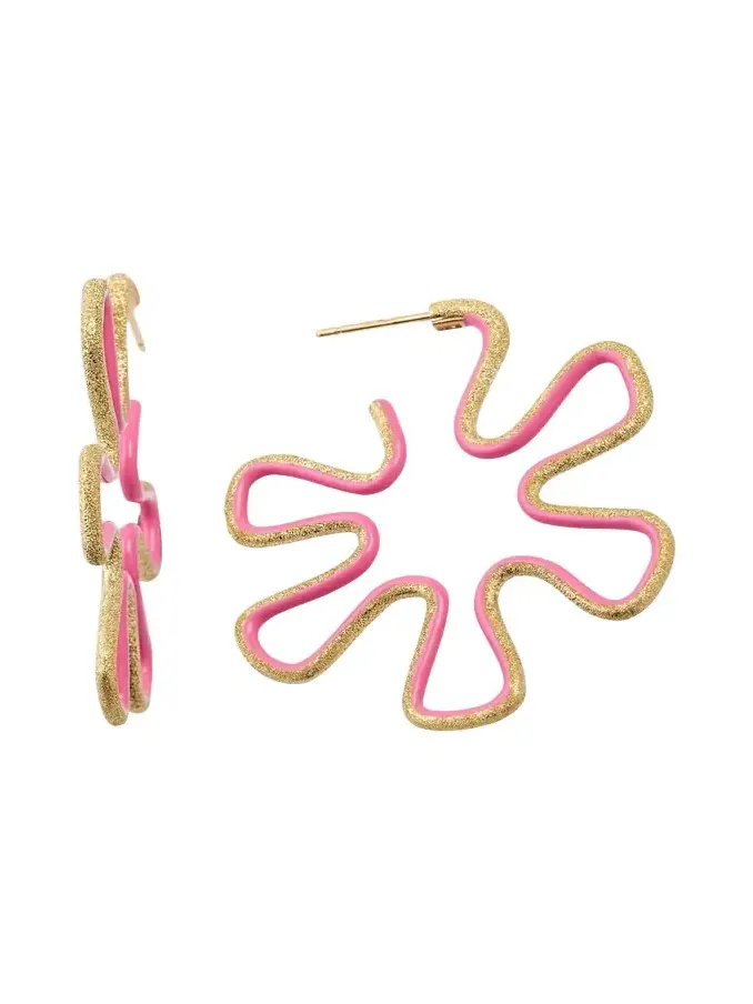 9K Gold Diamond and Pink Enamel Polka Dot Earrings 9K Gold Diamond and Pink Enamel Polka Dot Earrings