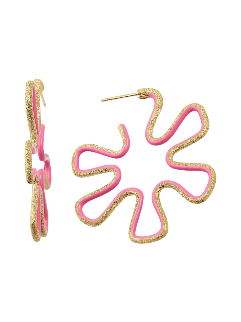 9K Gold Diamond and Pink Enamel Polka Dot Earrings 9K Gold Diamond and Pink Enamel Polka Dot Earrings