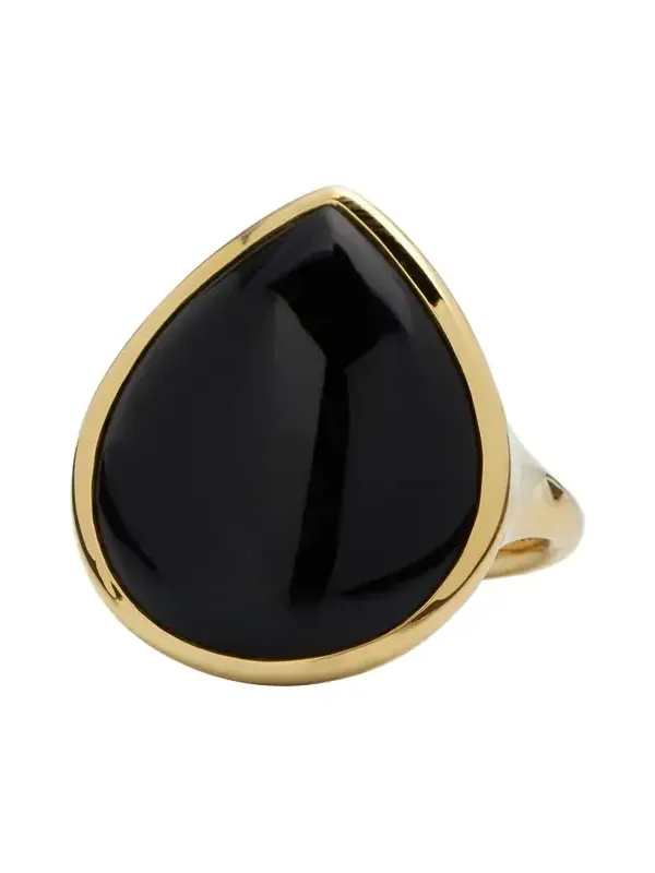 18K Polished Rock Candy Medium Teardrop Ring in Onyx; Size