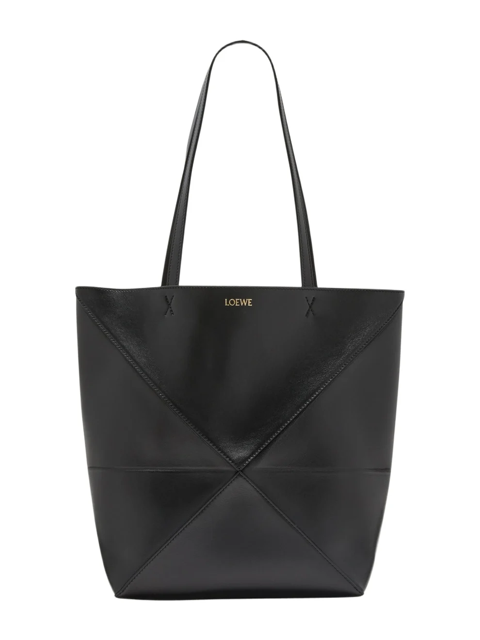 Puzzle Fold Medium Tote Bag in Shiny Leather
