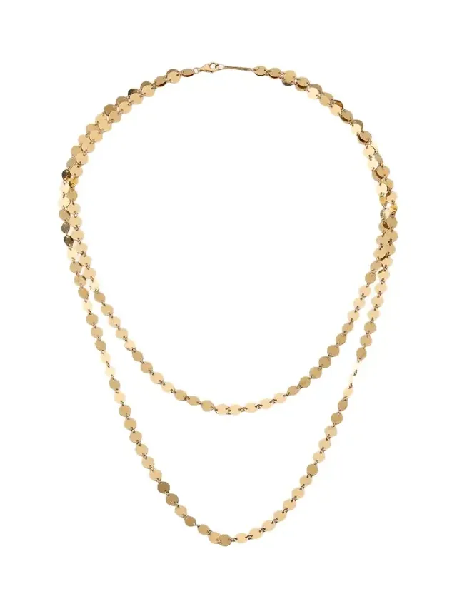 14K Gold Laser Disc Duo Chain Necklace 14K Gold Laser Disc Duo Chain Necklace
