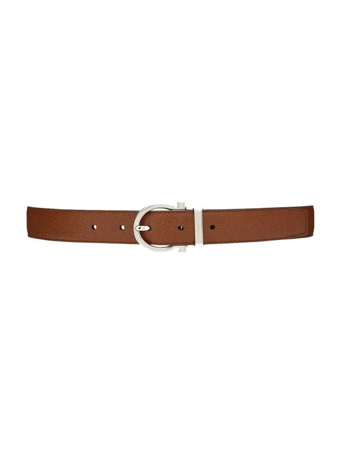 Men's Reversible Leather Gancio-Buckle Belt