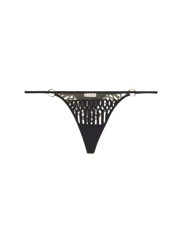 Jazz Cord-Embroidered Tulle Thong