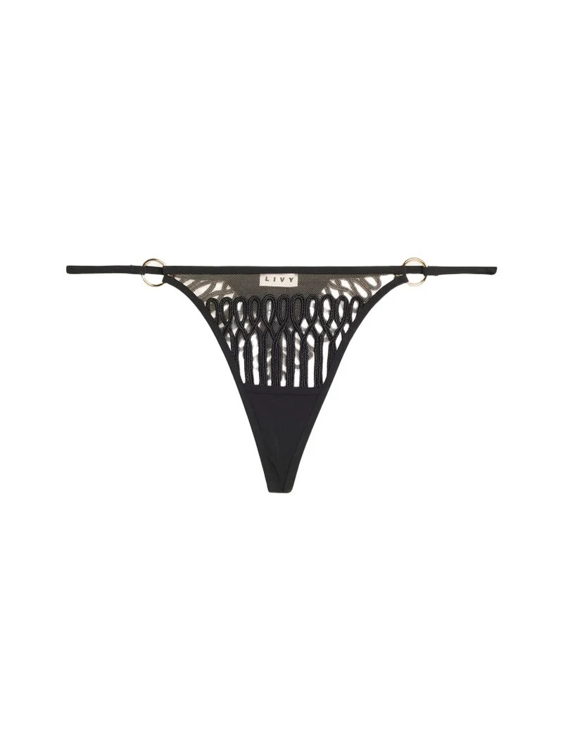 Livy Jazz Cord-Embroidered Tulle Thong