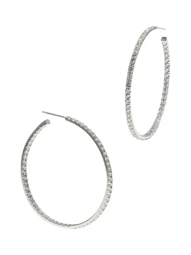 18K Gold-Plated Sterling Silver Cubic Zirconia Hoop Earrings
