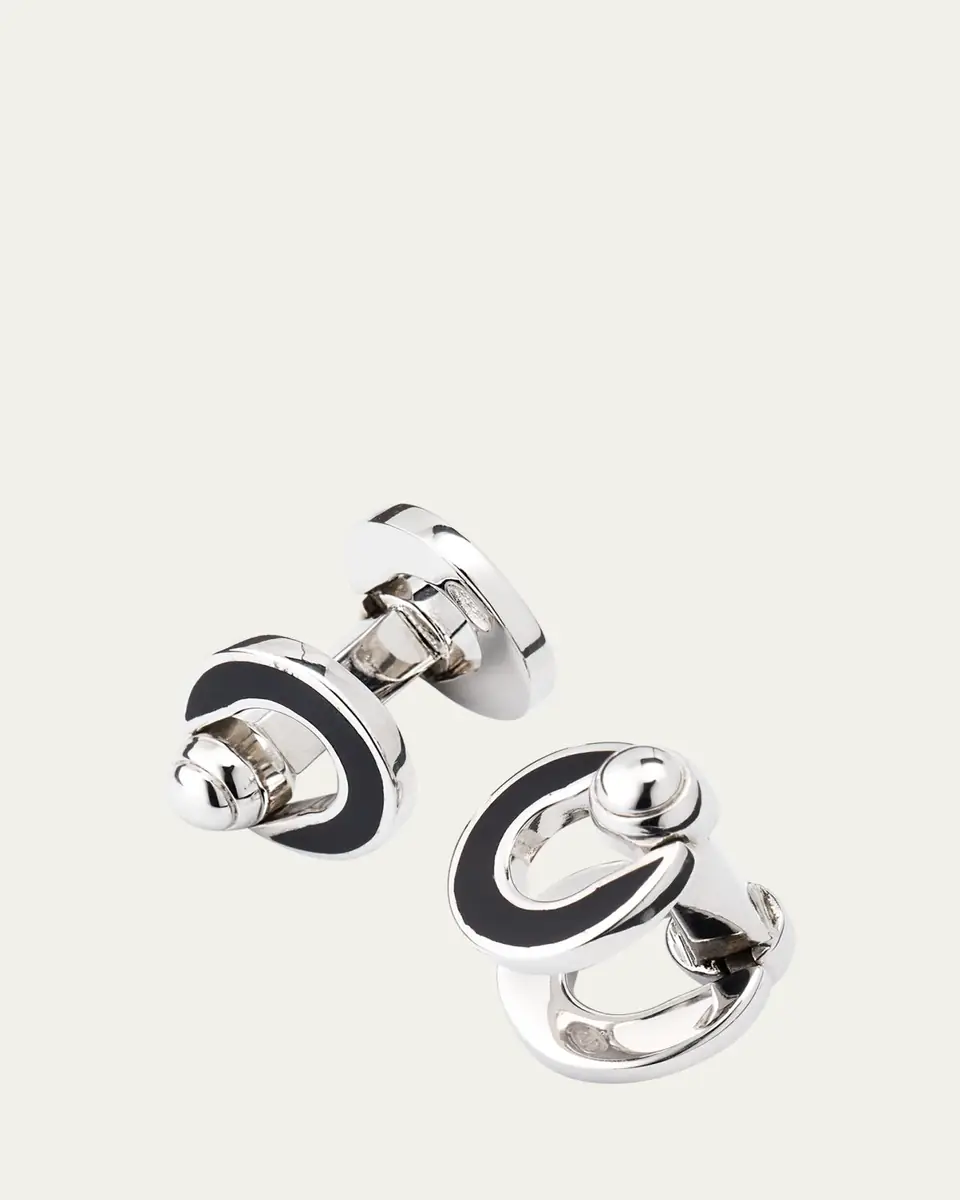 Jan Leslie Men's Horseshoe Enamel Flip Cufflinks | Thumbnail 3