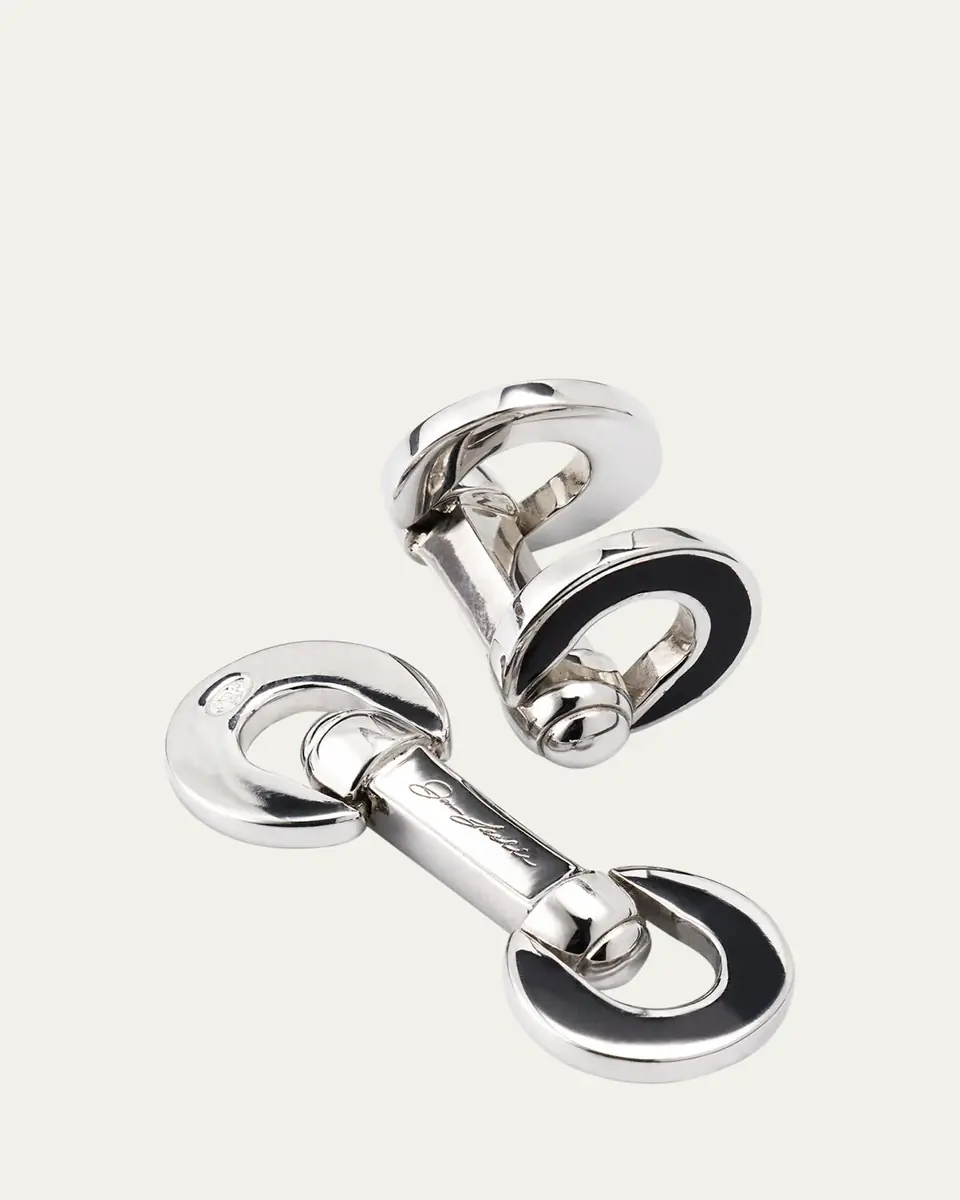 Jan Leslie Men's Horseshoe Enamel Flip Cufflinks | Thumbnail 4