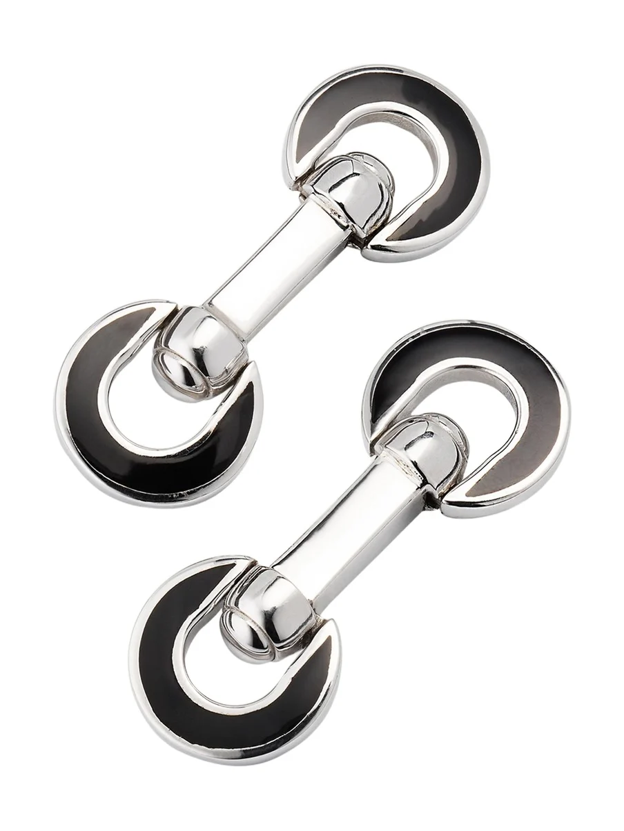 Jan Leslie Men's Horseshoe Enamel Flip Cufflinks