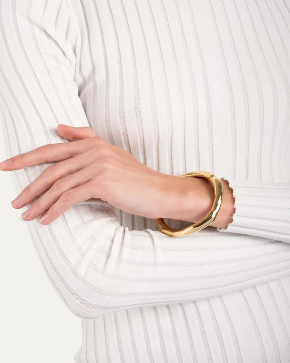 ALEXIS BITTAR Small Molten Gold Bangle Bracelet | Thumbnail 2